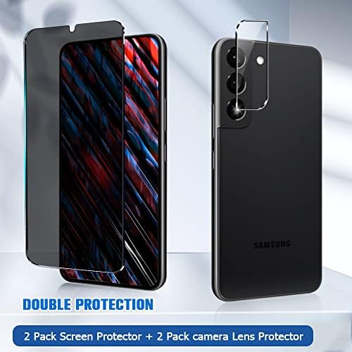 [2+2 חבילה] מגן מסך פרטיות ומגן עדשת מצלמה עבור Samsung Galaxy S22 פלוס שומר זכוכית מחוסמת 6.6 אינץ